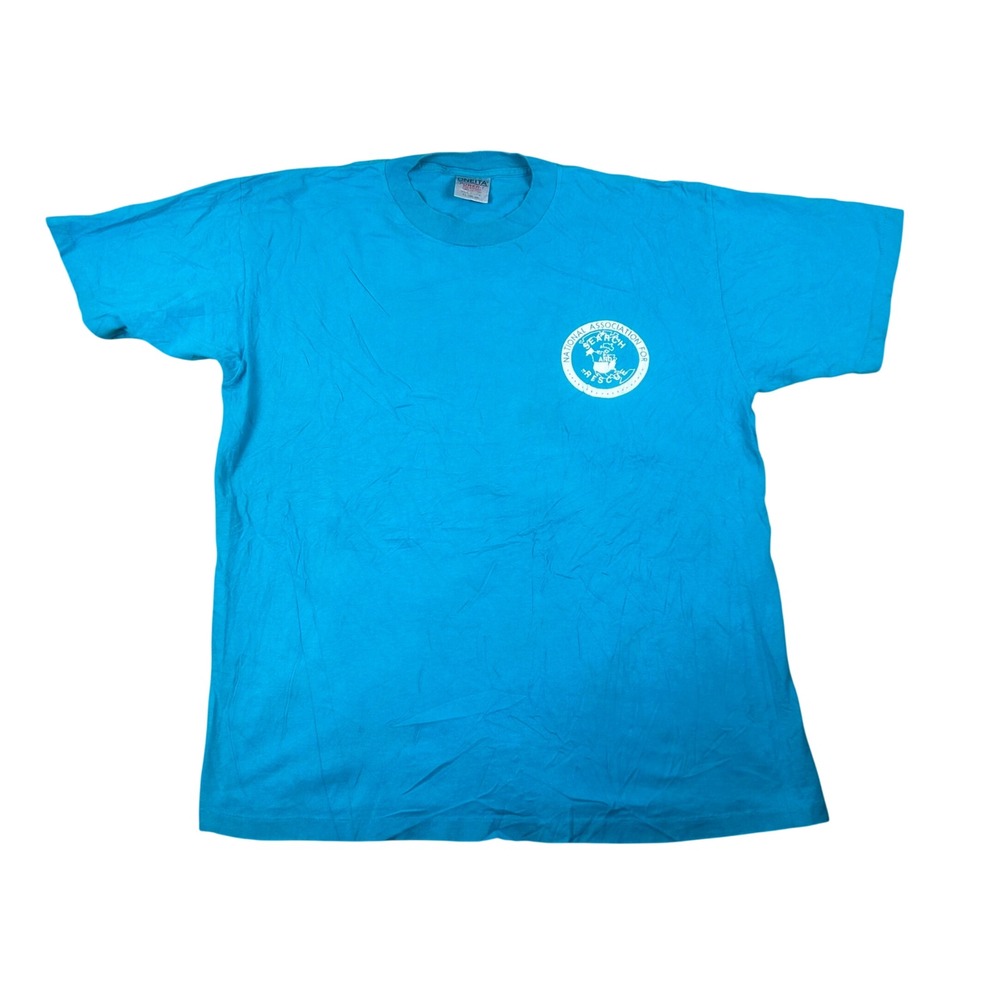 Vintage Oneita Power-T Search and Rescue Blue Graphic Tee Mens XL Made in USA